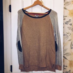 Color Block Thin Sweater Elbow Patches